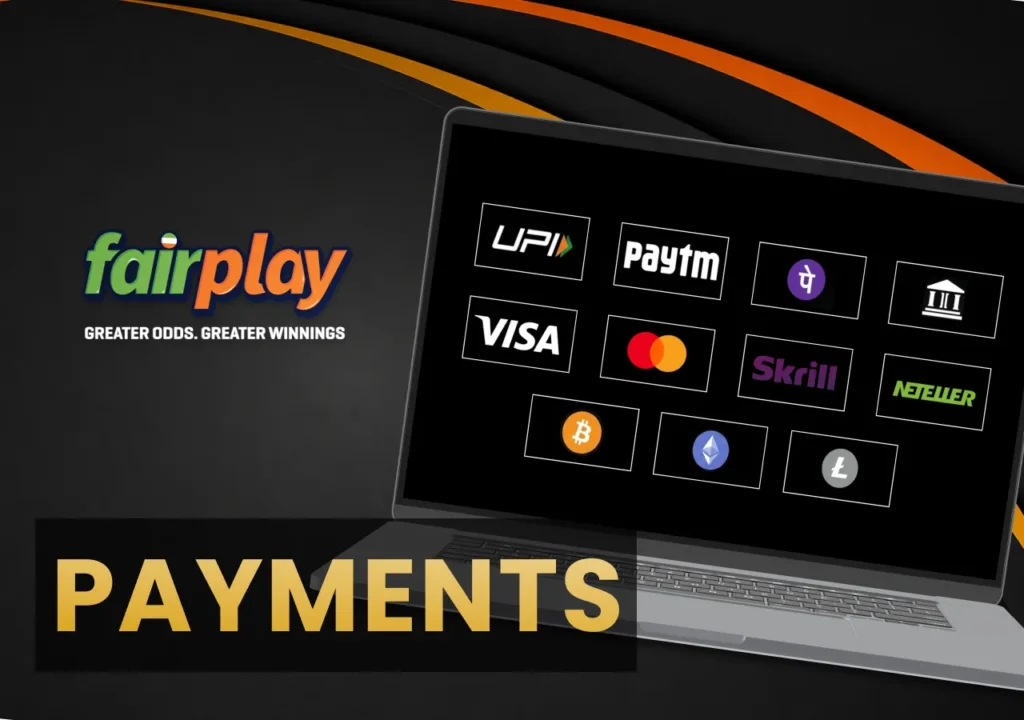 Payment methods let Fairplay users in India deposit and withdraw conveniently.